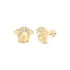 10kt Yellow Gold Men's Round Diamond Medusa Stud Earrings 1/10 Cttw | Luxurious Elegance product  Top View from Splendid Jewellery