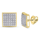 10kt Yellow Gold Men's Round Diamond Square Cluster Earrings 1/3 Cttw | Dazzling Brilliance product  Top View from Splendid Jewellery