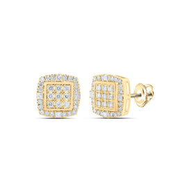 10kt Yellow Gold Men's Square Diamond Earrings - 1-1/2 Cttw | Luxurious Jewellery product  Top View from Splendid Jewellery