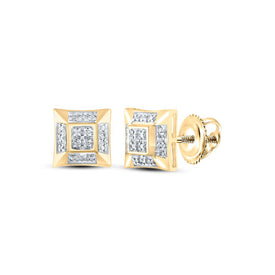 10kt Yellow Gold Men's Square Diamond Earrings - 1/10 Cttw | Splendid Jewellery product  Top View from Splendid Jewellery