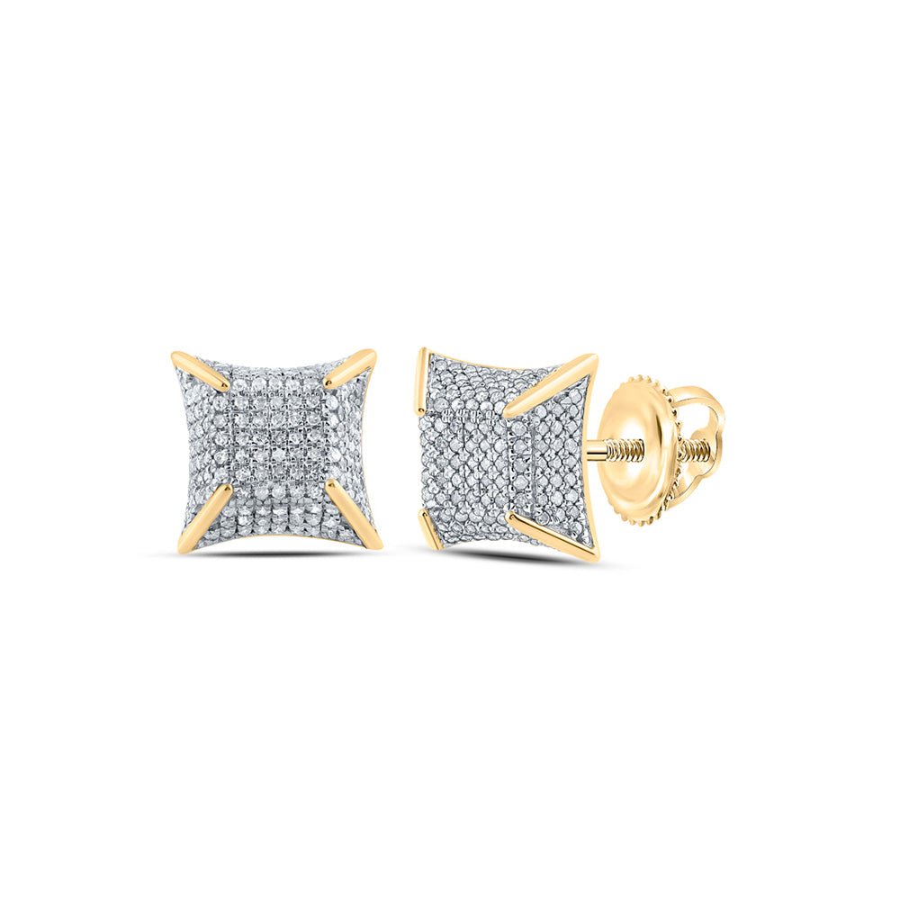 Men's Diamond Earrings | 10kt Yellow Gold Mens Round Diamond Square Earrings 1/2 Cttw | Splendid Jewellery GND