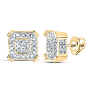 Men's Diamond Earrings | 10kt Yellow Gold Mens Round Diamond Square Earrings 1/2 Cttw | Splendid Jewellery GND