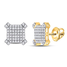 Load image into Gallery viewer, 10kt Yellow Gold Men&#39;s Round Diamond Square Earrings - 1/2 Cttw | Exquisite Jewel Collection product  Top View from Splendid Jewellery
