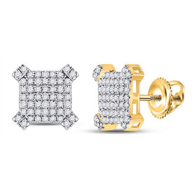 10kt Yellow Gold Men's Round Diamond Square Earrings - 1/2 Cttw | Exquisite Jewel Collection product  Top View from Splendid Jewellery