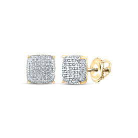 10kt Yellow Gold Men's Square Diamond Earrings - 1/2 Cttw | Splendid Jewellery product  Top View from Splendid Jewellery