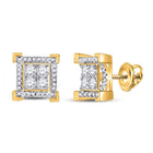 10kt Yellow Gold Square Diamond Earrings for Men - 1/2 Cttw of Brilliance product  Top View from Splendid Jewellery