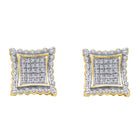 10kt Yellow Gold Men's Round Diamond Square Earrings - 1/2 Carat Total Weight - Splendid Jewellery product  Top View from Splendid Jewellery