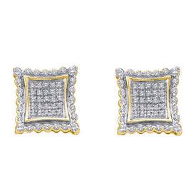10kt Yellow Gold Men's Round Diamond Square Earrings - 1/2 Carat Total Weight - Splendid Jewellery product  Top View from Splendid Jewellery