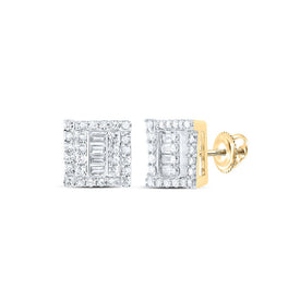10kt Yellow Gold Men's Square Diamond Earrings - 1/2 Cttw | Exquisite Jewellery product  Top View from Splendid Jewellery