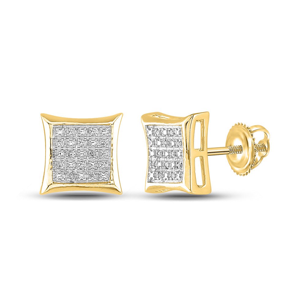 Men's Diamond Earrings | 10kt Yellow Gold Mens Round Diamond Square Earrings 1/20 Cttw | Splendid Jewellery GND