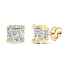 Load image into Gallery viewer, 10kt Yellow Gold Square Diamond Earrings - Elegant Men&#39;s Jewelry with 1/3 Ct.t.w. Diamonds product  Top View from Splendid Jewellery