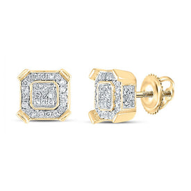 10kt Yellow Gold Square Diamond Earrings - Elegant Men's Jewelry with 1/3 Ct.t.w. Diamonds product  Top View from Splendid Jewellery