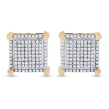 Load image into Gallery viewer, 10kt Yellow Gold Men&#39;s Round Diamond Square Earrings - 1/3 Cttw | Luxurious Diamond Studs product Side View from Splendid Jewellery