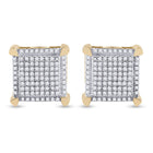 10kt Yellow Gold Men's Round Diamond Square Earrings - 1/3 Cttw | Luxurious Diamond Studs product Side View from Splendid Jewellery