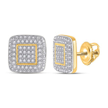 Load image into Gallery viewer, 10kt Yellow Gold Square Diamond Earrings for Men - 1/3 Cttw of Brilliance product  Top View from Splendid Jewellery