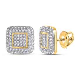 10kt Yellow Gold Square Diamond Earrings for Men - 1/3 Cttw of Brilliance product  Top View from Splendid Jewellery