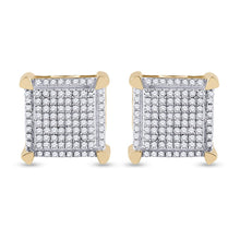 Load image into Gallery viewer, 10kt Yellow Gold Men&#39;s Round Diamond Square Earrings - 1/3 Cttw | Luxurious Diamond Studs product  Top View from Splendid Jewellery