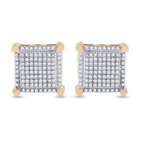 10kt Yellow Gold Men's Round Diamond Square Earrings - 1/3 Cttw | Luxurious Diamond Studs product  Top View from Splendid Jewellery