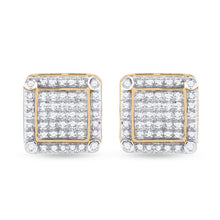Load image into Gallery viewer, 10kt Yellow Gold Square Diamond Earrings - 1/3 Cttw | Dazzling Men&#39;s Jewelry product  Top View from Splendid Jewellery