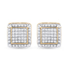 10kt Yellow Gold Square Diamond Earrings - 1/3 Cttw | Dazzling Men's Jewelry product  Top View from Splendid Jewellery