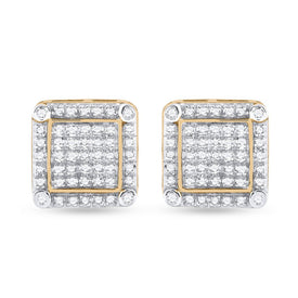 10kt Yellow Gold Square Diamond Earrings - 1/3 Cttw | Dazzling Men's Jewelry product  Top View from Splendid Jewellery