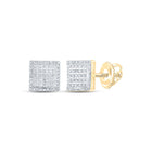 10kt Yellow Gold Men's Round Diamond Square Earrings - 1/3 Cttw | Dazzling Geometric Delight product  Top View from Splendid Jewellery