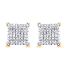 Load image into Gallery viewer, 10kt Yellow Gold Men&#39;s Square Diamond Earrings - 1/3 Cttw | Exquisite Jewellery product Side View from Splendid Jewellery