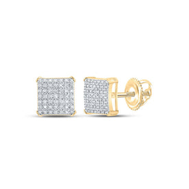 10kt Yellow Gold Men's Square Diamond Earrings - 1/3 Cttw | Splendid Jewellery product  Top View from Splendid Jewellery