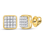 10kt Yellow Gold Men's Round Diamond Square Earrings - Sleek & Sophisticated product  Top View from Splendid Jewellery