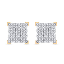 Load image into Gallery viewer, 10kt Yellow Gold Men&#39;s Square Diamond Earrings - 1/3 Cttw | Exquisite Jewellery product  Top View from Splendid Jewellery