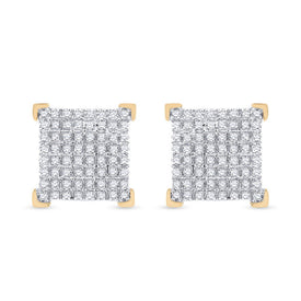 10kt Yellow Gold Men's Square Diamond Earrings - 1/3 Cttw | Exquisite Jewellery product  Top View from Splendid Jewellery