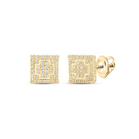 10kt Yellow Gold Square Diamond Earrings - Striking Men's Jewelry Piece with 1/4 Ct.t.w. Diamonds product  Top View from Splendid Jewellery