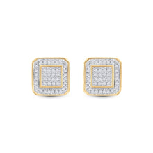 Load image into Gallery viewer, 10kt Yellow Gold Men&#39;s Square Diamond Earrings - 1/4 Ct.t.w. product  Top View from Splendid Jewellery