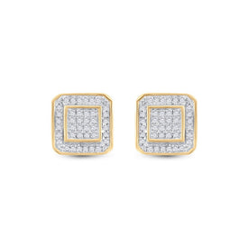 10kt Yellow Gold Men's Square Diamond Earrings - 1/4 Ct.t.w. product  Top View from Splendid Jewellery