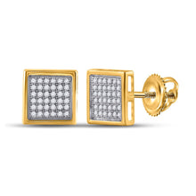 Load image into Gallery viewer, 10kt Yellow Gold Men&#39;s Square Diamond Earrings - 1/4 Cttw | Splendid Jewellery product  Top View from Splendid Jewellery