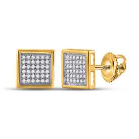 10kt Yellow Gold Men's Square Diamond Earrings - 1/4 Cttw | Splendid Jewellery product  Top View from Splendid Jewellery