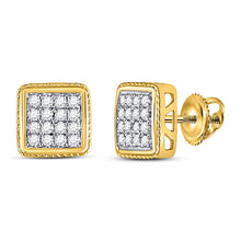 Load image into Gallery viewer, 10kt Yellow Gold Men&#39;s Square Diamond Earrings - 1/4 Cttw | Splendid Jewellery product  Top View from Splendid Jewellery