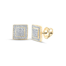 Load image into Gallery viewer, 10kt Yellow Gold Men&#39;s Square Diamond Earrings - 1/4 Cttw | Splendid Jewellery product  Top View from Splendid Jewellery