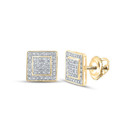 10kt Yellow Gold Men's Square Diamond Earrings - 1/4 Cttw | Splendid Jewellery product  Top View from Splendid Jewellery