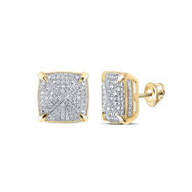 10kt Yellow Gold Square Diamond Earrings for Men - 1/4 Cttw of Sparkling Brilliance product  Top View from Splendid Jewellery