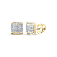 Load image into Gallery viewer, 10kt Yellow Gold Men&#39;s Square Diamond Earrings - 1/4 Cttw | Splendid Jewellery product  Top View from Splendid Jewellery
