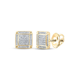 10kt Yellow Gold Men's Square Diamond Earrings - 1/4 Cttw | Splendid Jewellery product  Top View from Splendid Jewellery