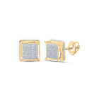 10kt Yellow Gold Square Diamond Earrings for Men - 1/4 Cttw, G-H Color, I2-I3 Clarity product  Top View from Splendid Jewellery