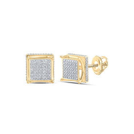 10kt Yellow Gold Square Diamond Earrings for Men - 1/4 Cttw, G-H Color, I2-I3 Clarity product  Top View from Splendid Jewellery