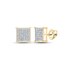 Load image into Gallery viewer, 10kt Yellow Gold Square Diamond Earrings - Sleek and Sophisticated Men&#39;s Jewelry product  Top View from Splendid Jewellery