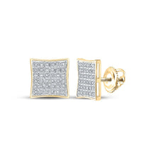 Load image into Gallery viewer, 10kt Yellow Gold Square Diamond Earrings for Men - Stunning 1/5 Cttw Sparkling Gems product  Top View from Splendid Jewellery