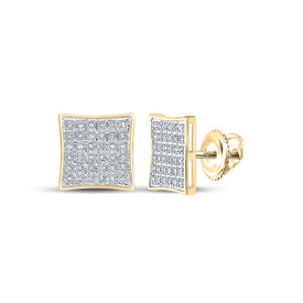 10kt Yellow Gold Square Diamond Earrings for Men - Stunning 1/5 Cttw Sparkling Gems product  Top View from Splendid Jewellery