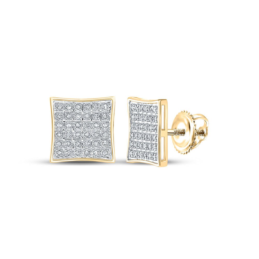 Men's Diamond Earrings | 10kt Yellow Gold Mens Round Diamond Square Earrings 1/5 Cttw | Splendid Jewellery GND