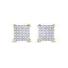 10kt Yellow Gold Men's Round Diamond Square Earrings - 1/5 Cttw | Striking Geometric Brilliance product  Top View from Splendid Jewellery