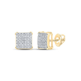 10kt Yellow Gold Men's Square Diamond Earrings - 1/5 Ct.t.w. product  Top View from Splendid Jewellery